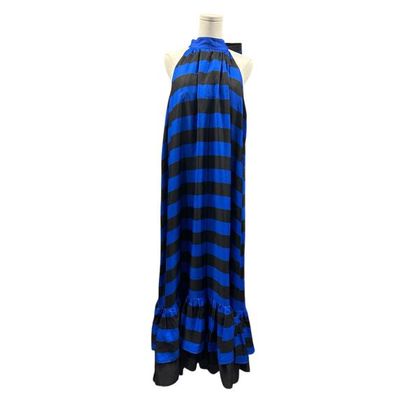 Alice + Olivia Blue and Black Striped Halter Maxi Dress - Picture 7 of 11